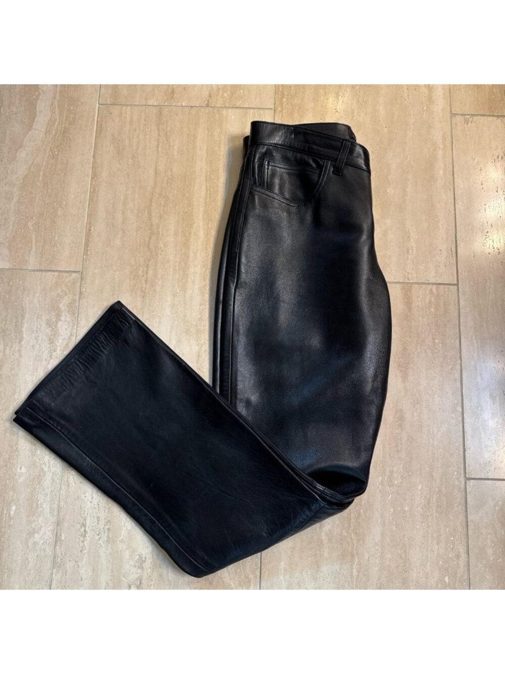 Swann Vintage Black Leather Jeans, sz Large